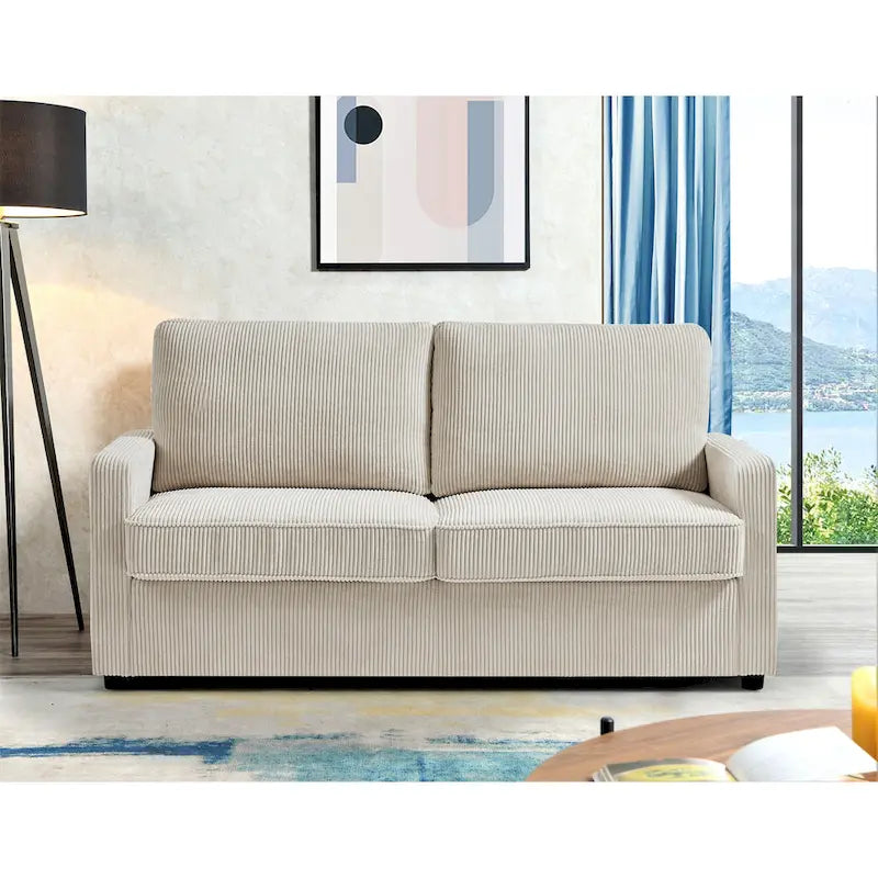 Manchester 70-Inch Square Arm Sofa Bed in Polyester Corduroy