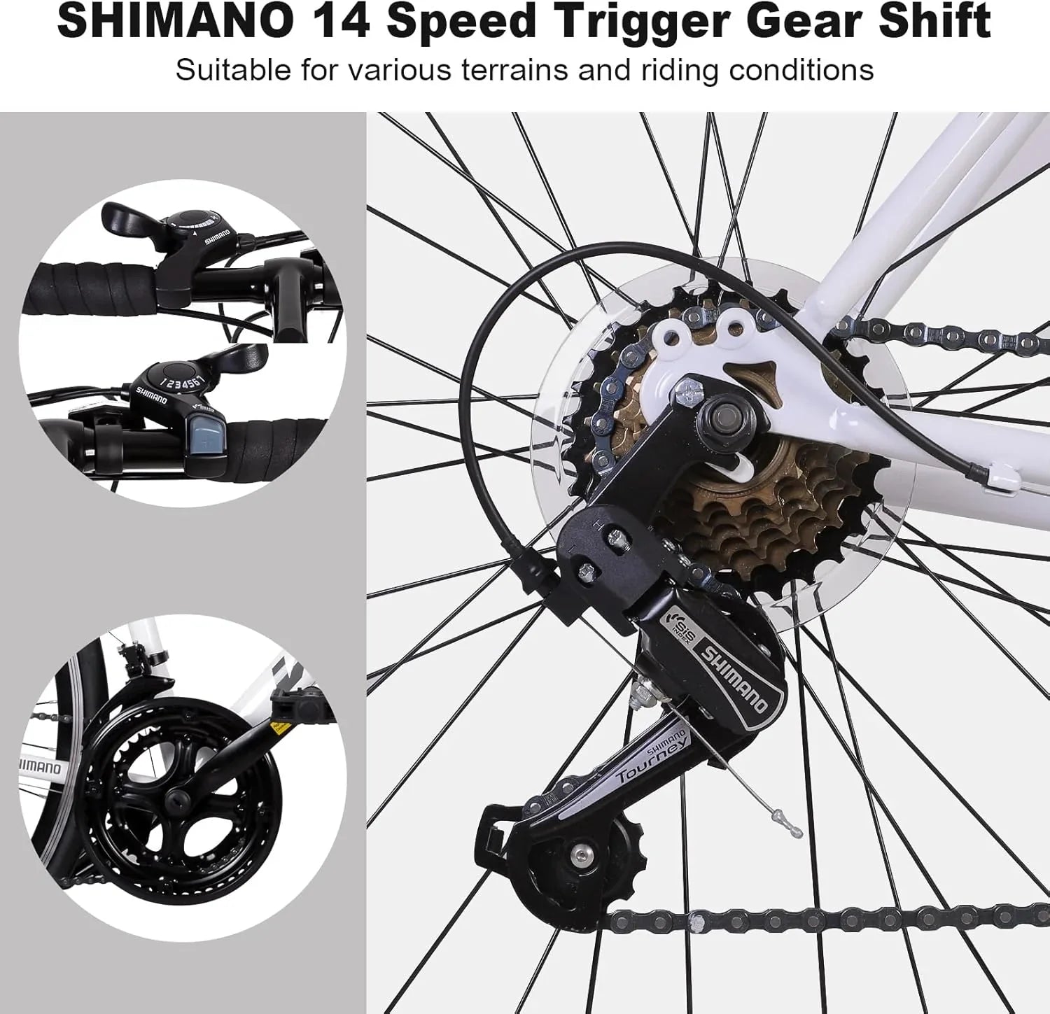 WEIZE Road Bike, 700C Wheel City Commuter Bicycle, Shimano 14 Speed Drop Bar, Racing Adult Bike with Caliper Brakes, High-Carbon Steel Hybrid Bikes