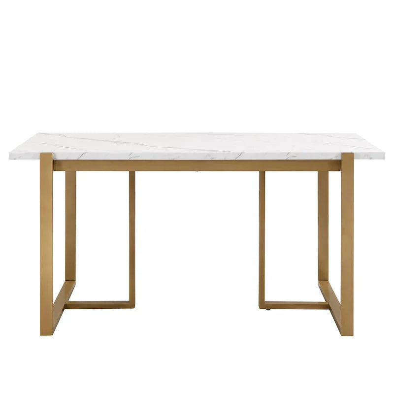 GDFStudio Carter Contemporary Rectangular Dining Set with Faux Marble Table and Six Upholstered Chairs