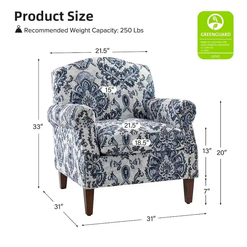 Giampiero Upholstered Wooden Armchair with Nailhead Accents by HULALA HOME