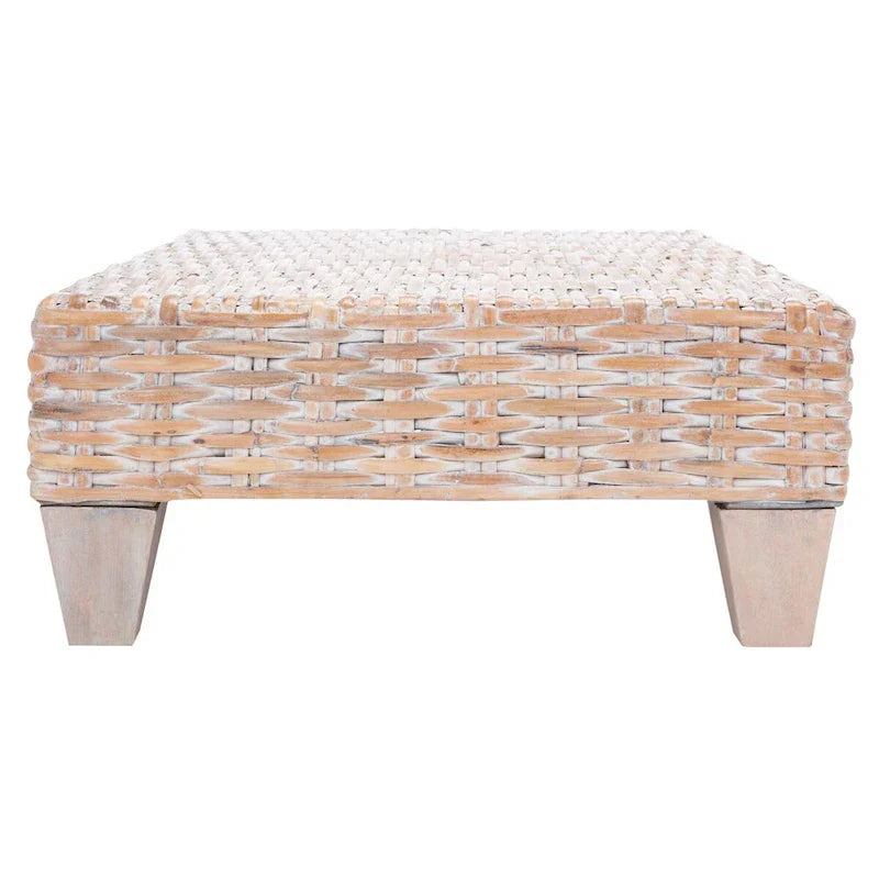 SAFAVIEH Caron Natural Wicker Bench - Washed Finish - Dimensions: 41"W x 28"D x 12"H