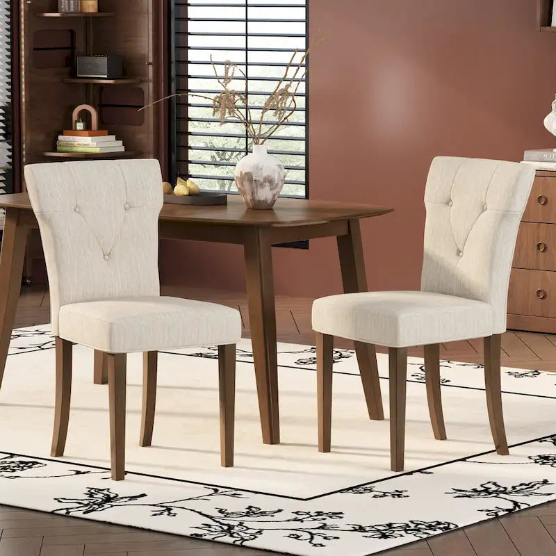 Set of 2 Chastin Farmhouse Upholstered Dining Chairs in Rubberwood by Christopher Knight Home