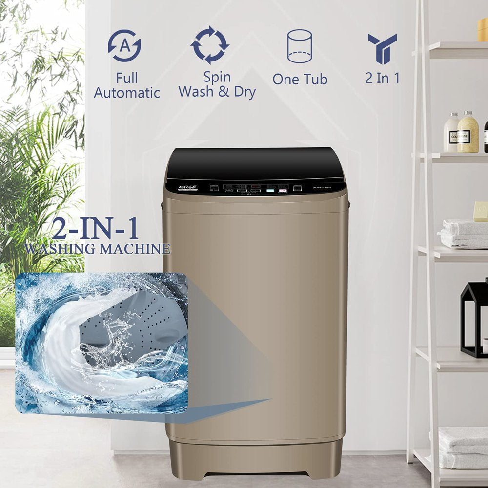 Portable Washing Machine, 17.7 Lbs Capacity, Full Automatic, Coffee Gold, Compact for Apartments