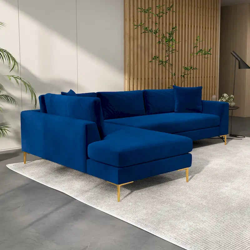 Mae Velvet Corner Sectional Sofa in Mid-Century Modern Style