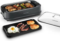 Indoor Grill, Techwood 1500W Smokeless Electric Grill with Tempered Glass Lid, Compact & Portable Non-Stick BBQ Grill with 6-Level Control, Dishwasher Safe, Black