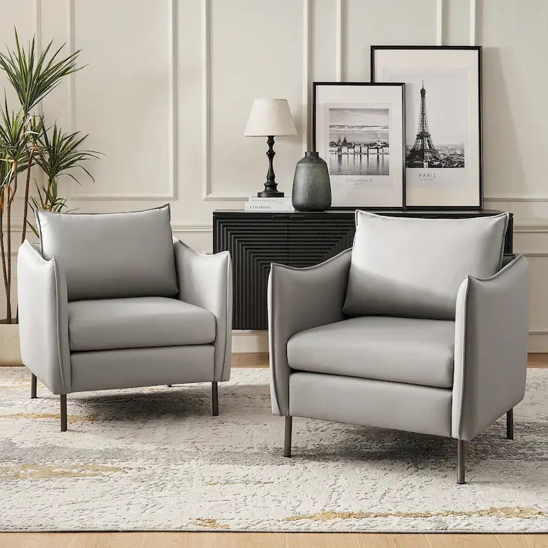 Set of 2 Christopher Modern Armchairs with Anti-Scratch Fabric and Black Metal Legs by HULALA HOME