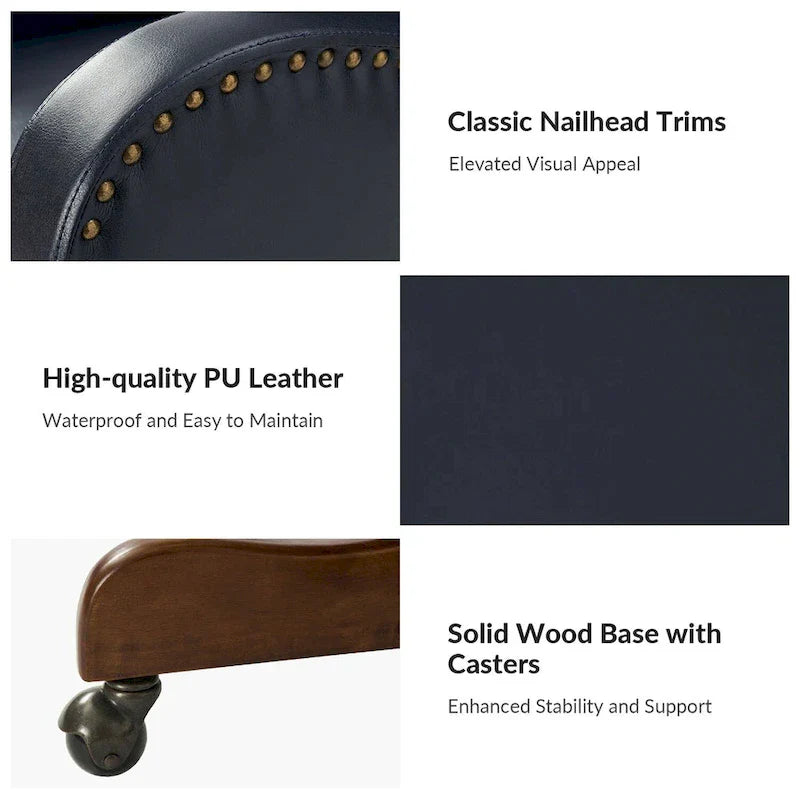 HULALA HOME Pete Adjustable Height Faux Leather Swivel Executive Chair with Tilt Mechanism