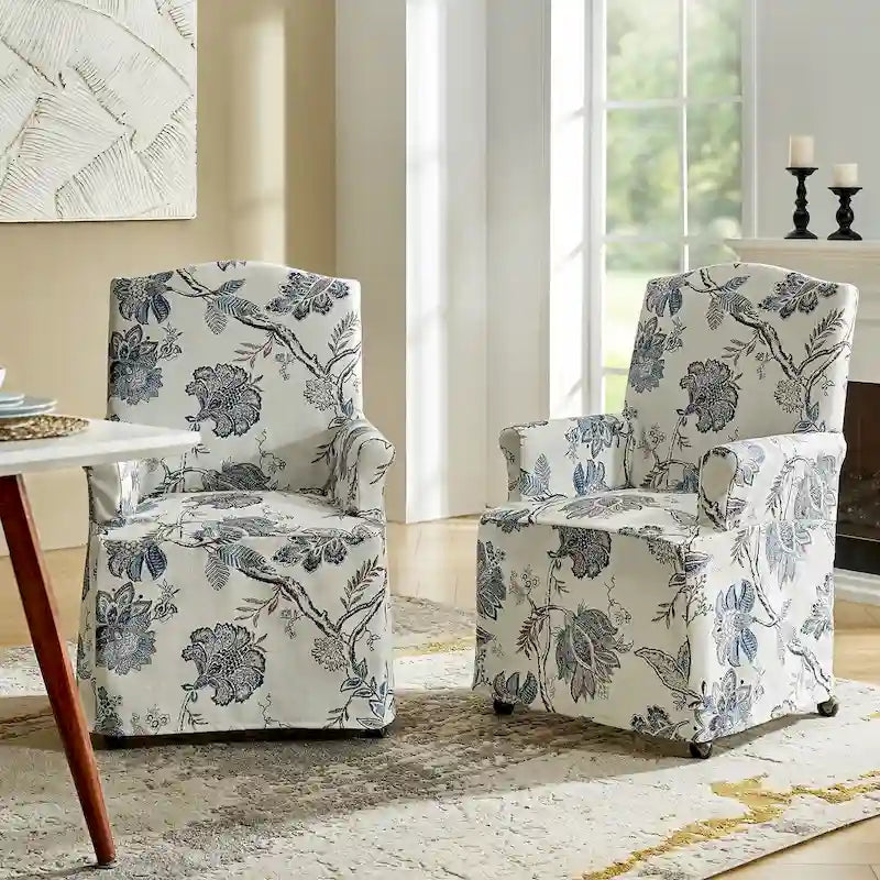 Set of 2 Alethea Upholstered Dining Chairs with Slipcovers and Solid Wood Legs by HULALA HOME