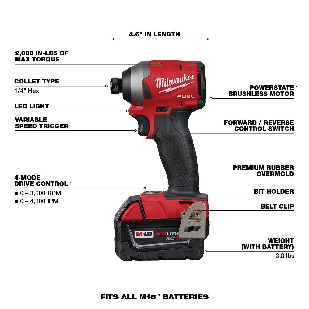18V M18 FUEL Lithium-Ion Brushless Cordless 7-Tool Combo Kit 5.0 Ah