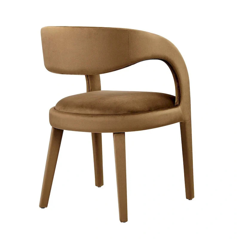 Set of 2 Modern Velvet Dining Chairs Curved Back Upholstered Accent Chairs