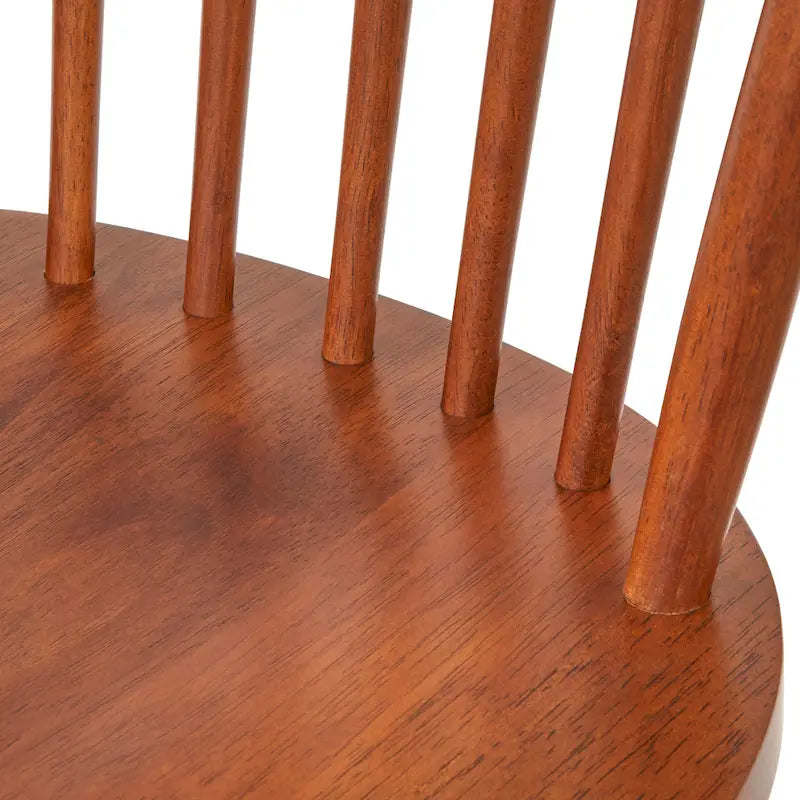Set of 2 Spindle Back Dining Chairs Solid Rubberwood Farmhouse Style