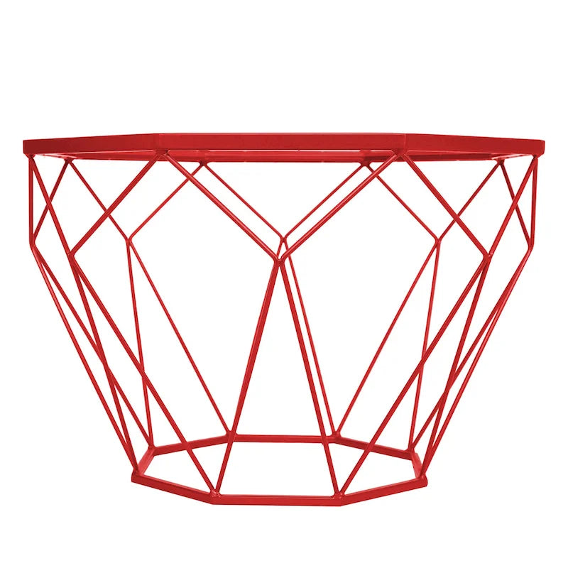 Malibu 22 Modern Octagonal Coffee Table with Tempered Glass Top and Durable Metal Geometric Base for Living Room or Office