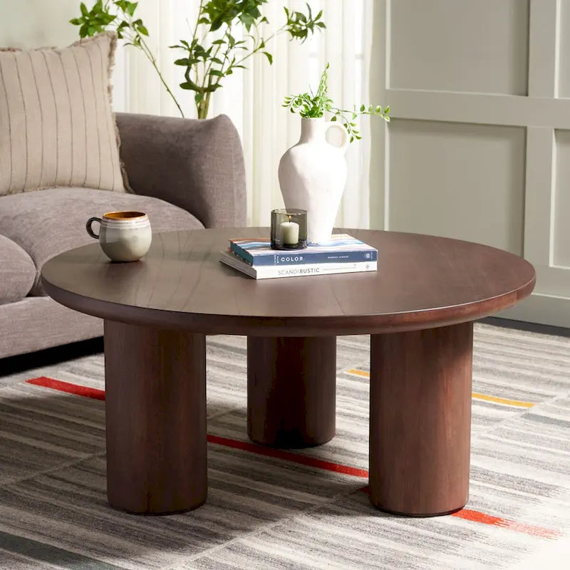 SAFAVIEH Home Mork Round Coffee Table with 3 Legs - 40" W x 40" D x 18" H