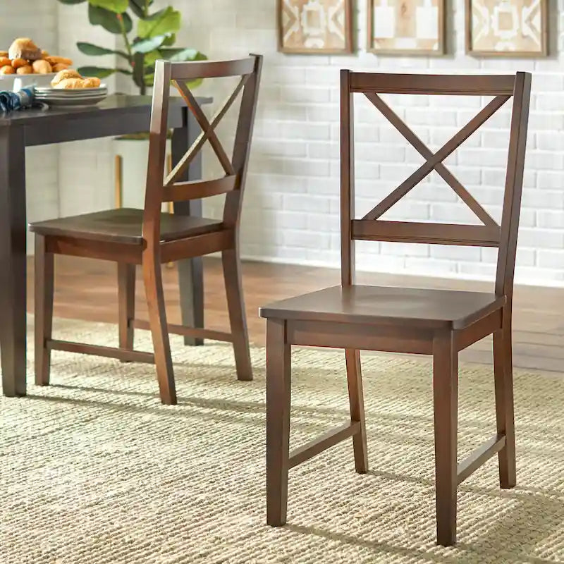 Set of 2 Solid Wood Crossback Dining Chairs by Simple Living