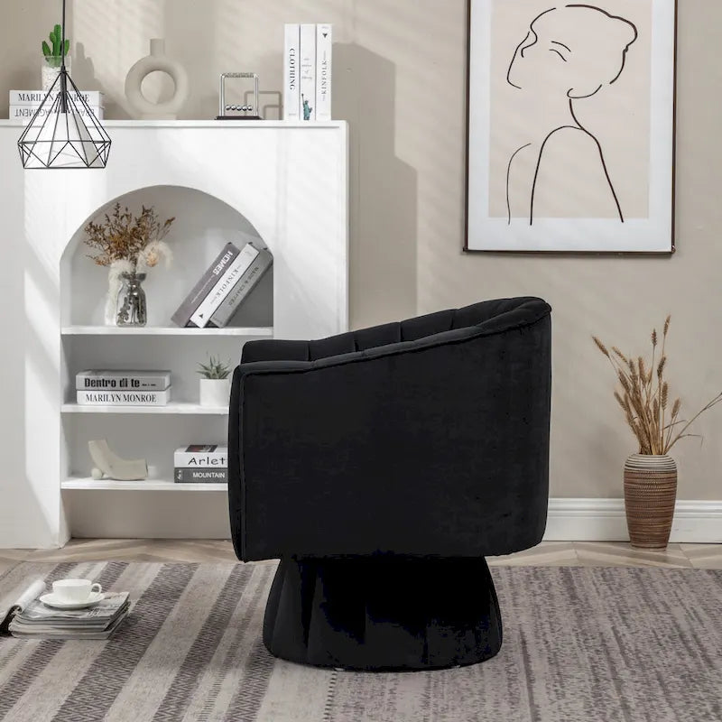 SEYNAR Contemporary Glam Velvet Round Swivel Accent Barrel Chair for Living Room