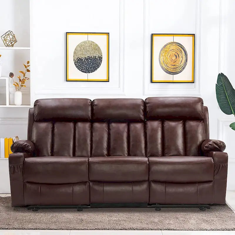 MCombo Faux Leather Electric Reclining Sofa with Heat and Massage - Models 6095/6075/6077