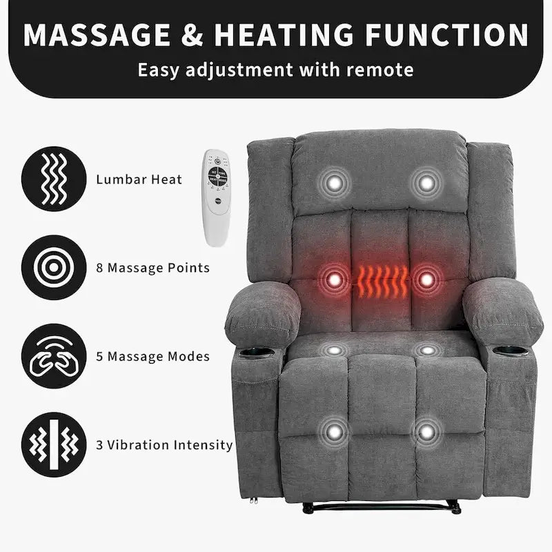 Heat and Massage Recliner Chair with Remote Control