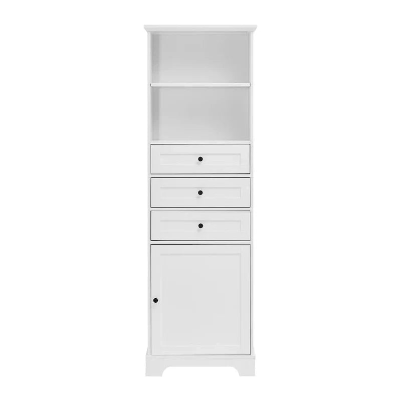 Merax Vertical Bathroom Storage Cabinet with 3 Drawers and Adjustable Shelves
