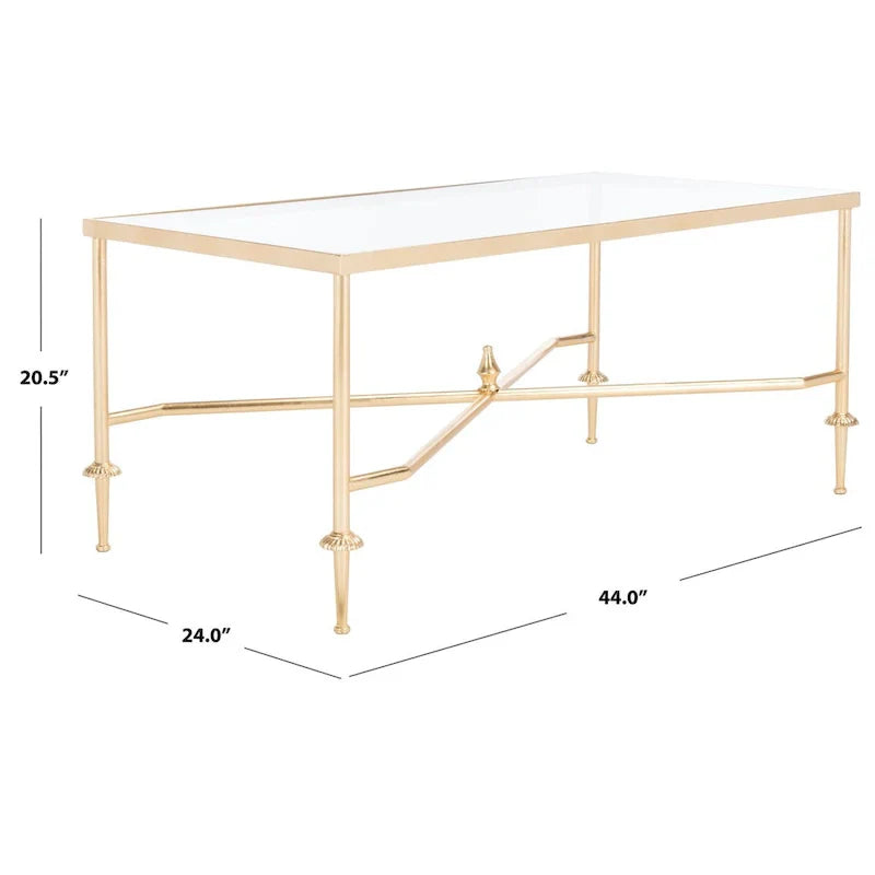 SAFAVIEH Couture Araminta Gold Leaf Coffee Table - Dimensions: 44" W x 24" L x 20.5" H