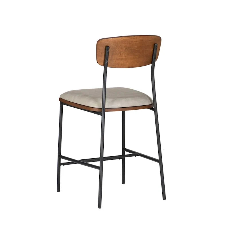 Lowrey 25-Inch Counter Stool with Metal Frame and Faux Leather Upholstery