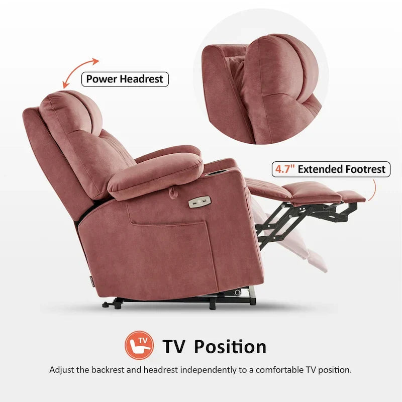 MCombo Compact Dual Motor Power Lift Recliner Chair with Massage, Dual Heating, and Adjustable Headrest - Model 7222