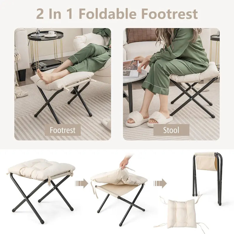 Gymax Folding Footrest Lazy Sofa Chair - Accent Leisure Armchair