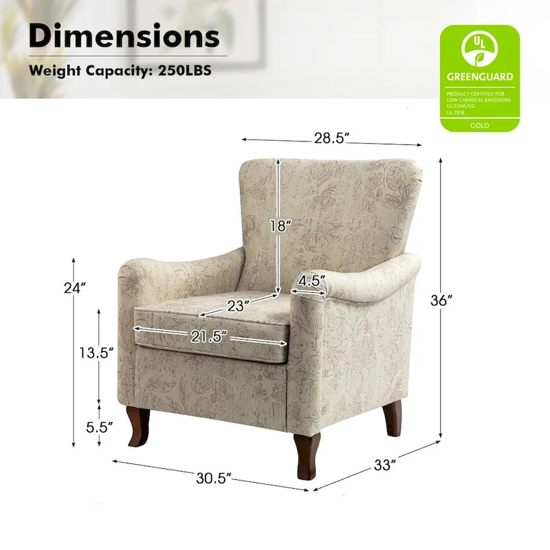 HULALA HOME Samouel Contemporary Floral Wingback Armchair