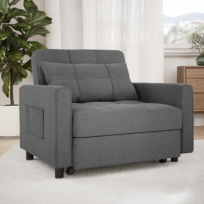 3-in-1 Adjustable Sleeper Sofa Bed, Pull Out Chair Sofa, Convertible Folding Bed for Living Room