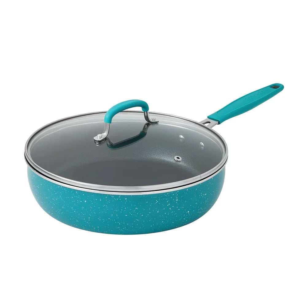 The Pioneer Woman Brilliant Blooms 38-Piece Cookware Set, Teal – Complete Kitchen Solution with Floral Design