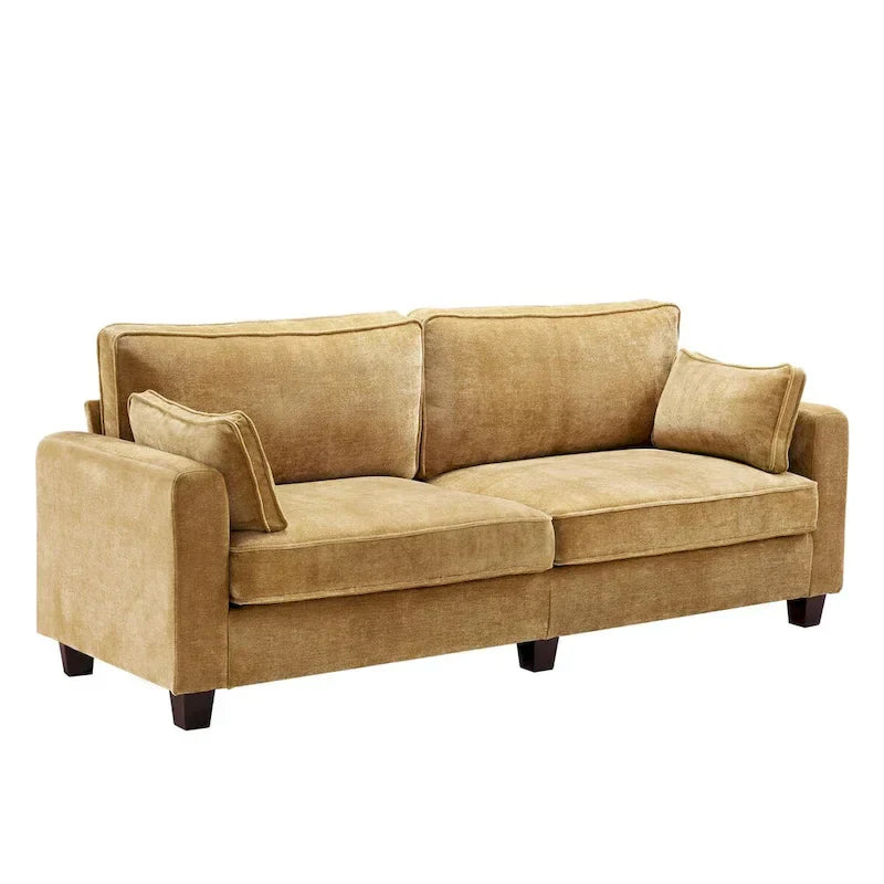 LUE BONA 81 Contemporary Corduroy 3-Seater Sofa - Upholstered Polyester Rectangle Design with Wooden Base for Living Room