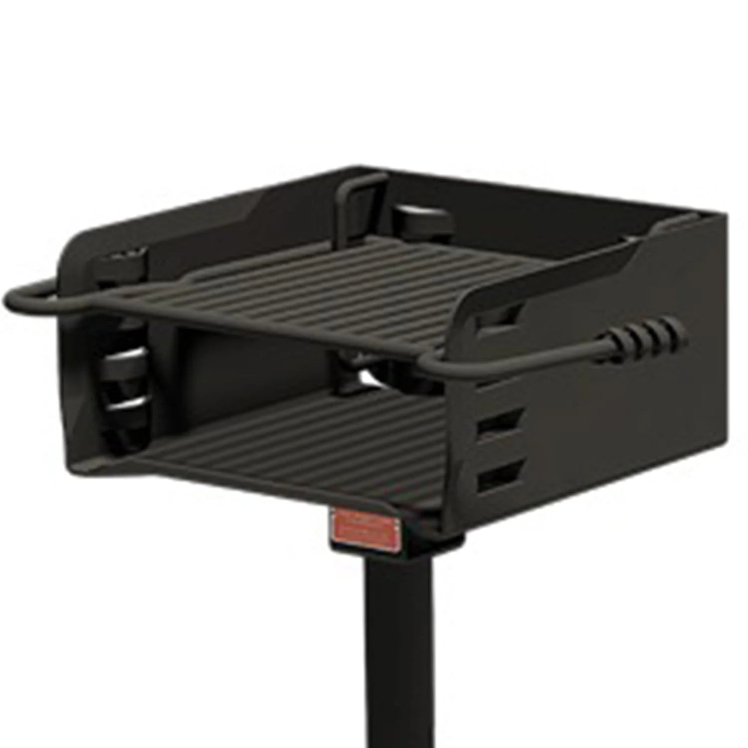 Pilot Rock Park Style Steel Outdoor BBQ Charcoal Grill and Post, Black