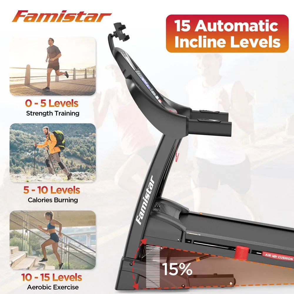 Famistar Folding Treadmill for Home with 15 Levels Auto Incline, 300LB Capcity, 10MPH Fast Speed Controls  sgtnighsdesigns