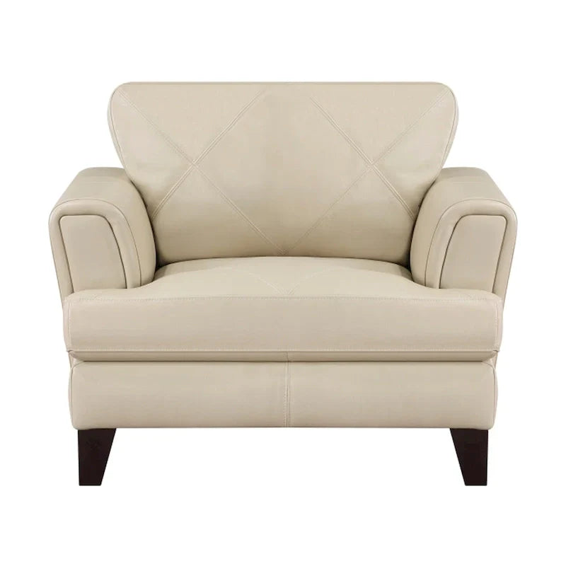 Lisa 38-Inch Cream Top Grain and Split Leather Accent Chair with Solid Wood Frame