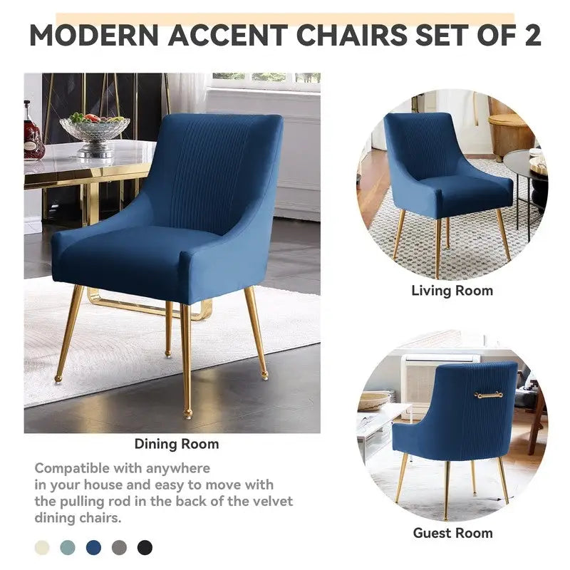 SEYNAR Set of 4 Modern Glam Boucle Velvet Dining or Vanity Chairs with Rear Handle