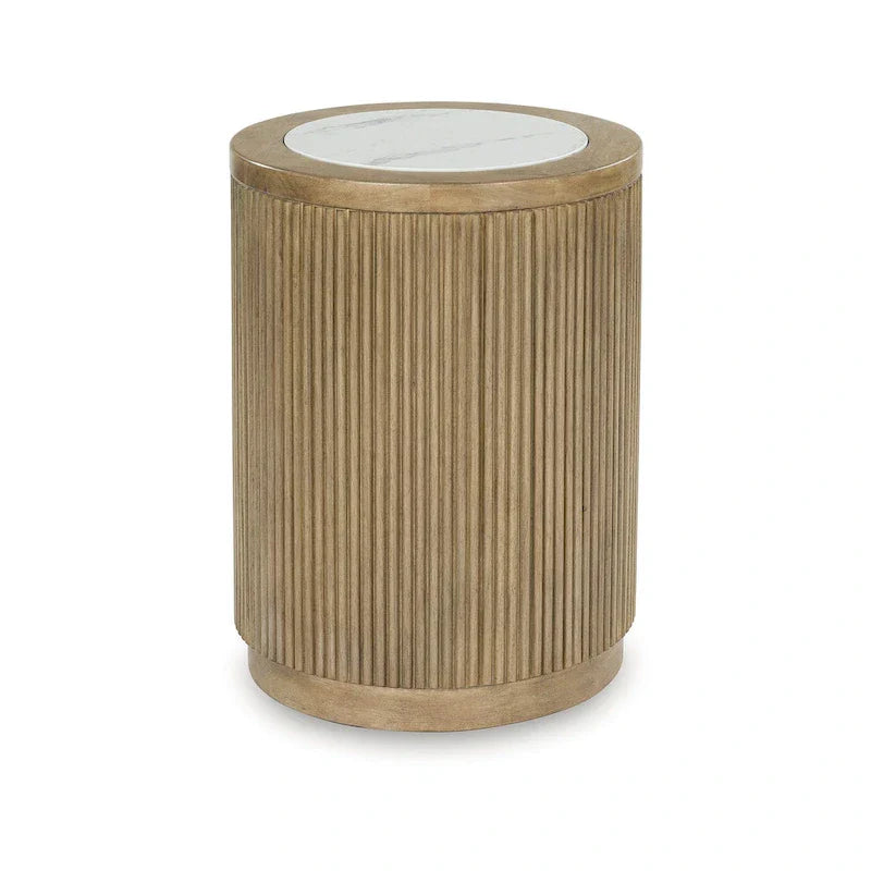 Signature Design by Ashley Camdill Light Brown and White End Table - Dimensions: 18.13" W x 18.13" D x 23.75" H