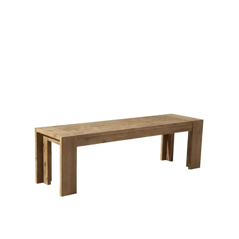 HomeRoots 58-Inch Natural Distressed Solid Wood Dining Bench