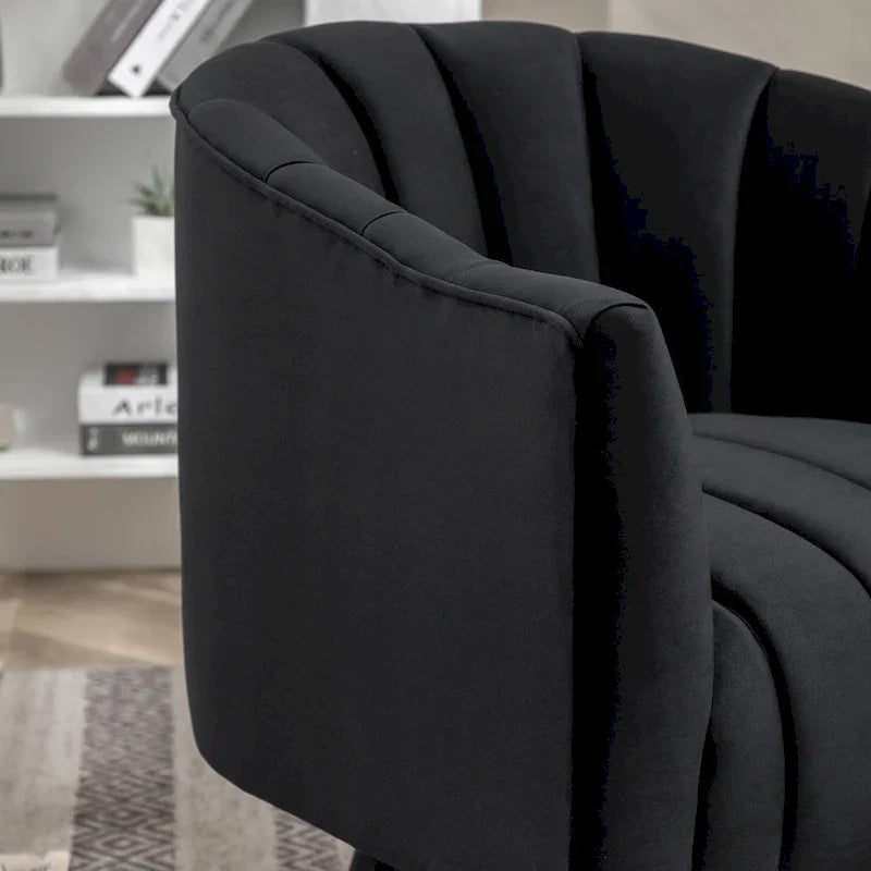 SEYNAR Contemporary Glam Velvet Round Swivel Accent Barrel Chair for Living Room