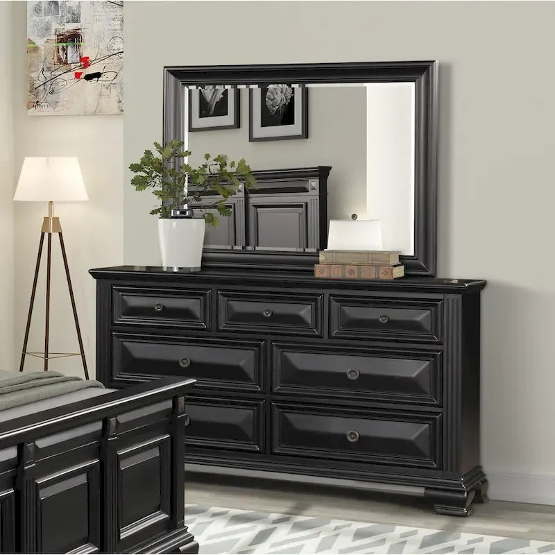 Roundhill Furniture Renova Vintage Black Wooden Bedroom Collection