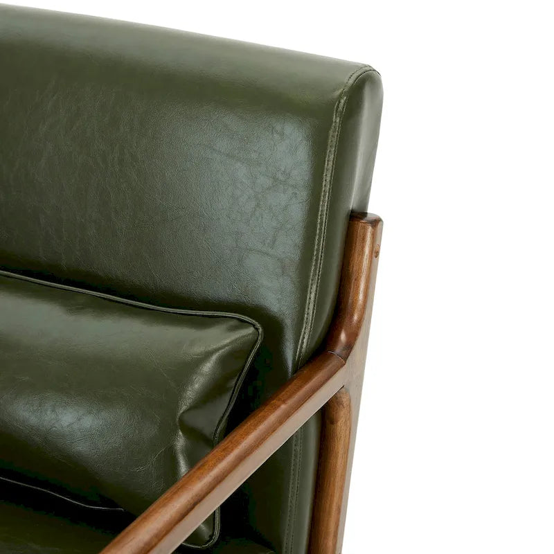 Glitzhome Set of 2 Mid-Century Modern PU Leather Accent Chairs - 30.75H with Cushions (25.75W x 33.75D)
