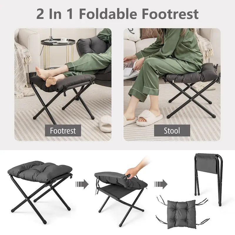 Gymax Folding Footrest Lazy Sofa Chair - Accent Leisure Armchair