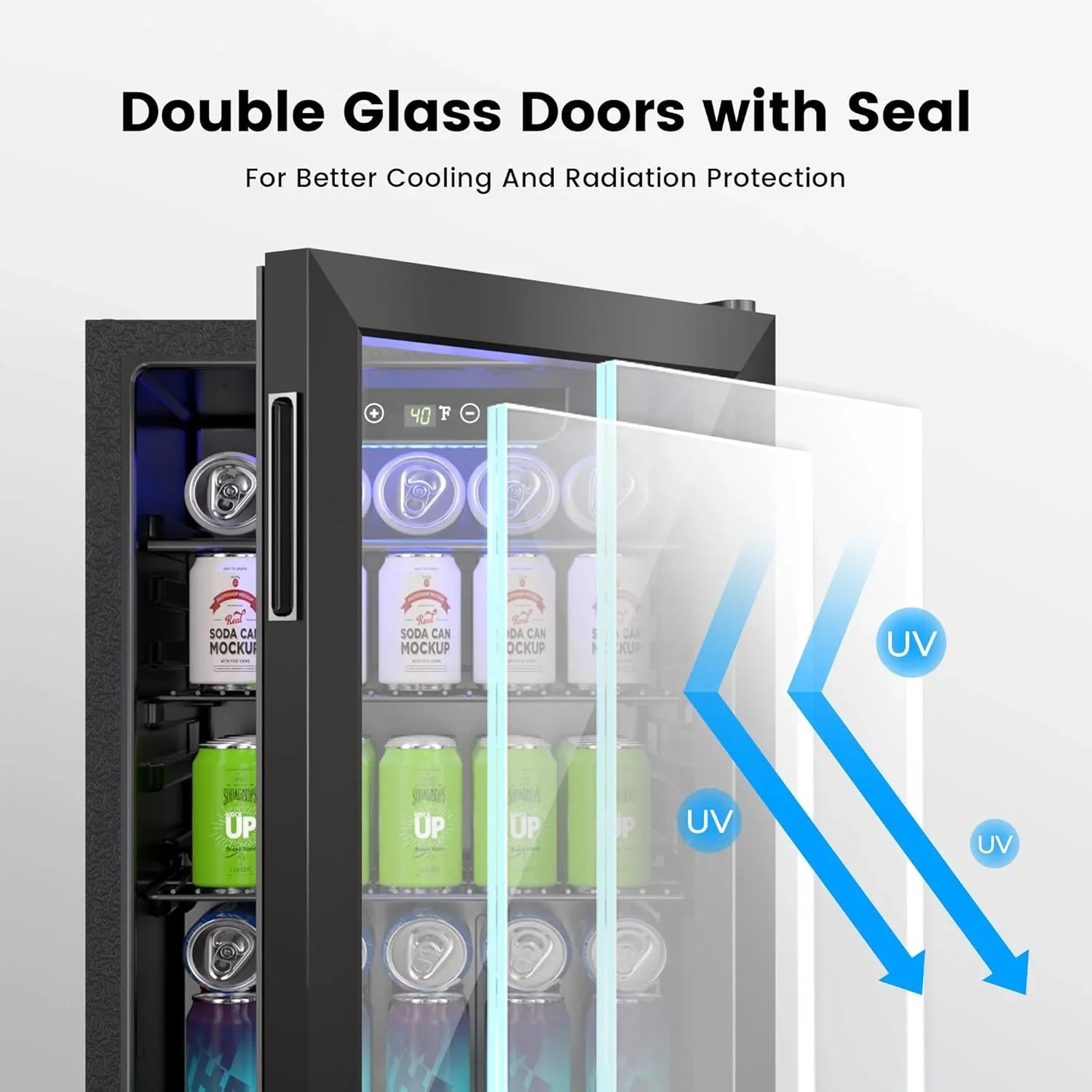 Beverage Refrigerator Cooler - 126 Can Mini Fridge Glass Door for Drinks Soda Beer Wine - Small Refrigerator for Office Bedroom Home Bar, 4 Adjustable Shelves, 3.2 Cu.Ft, Silver