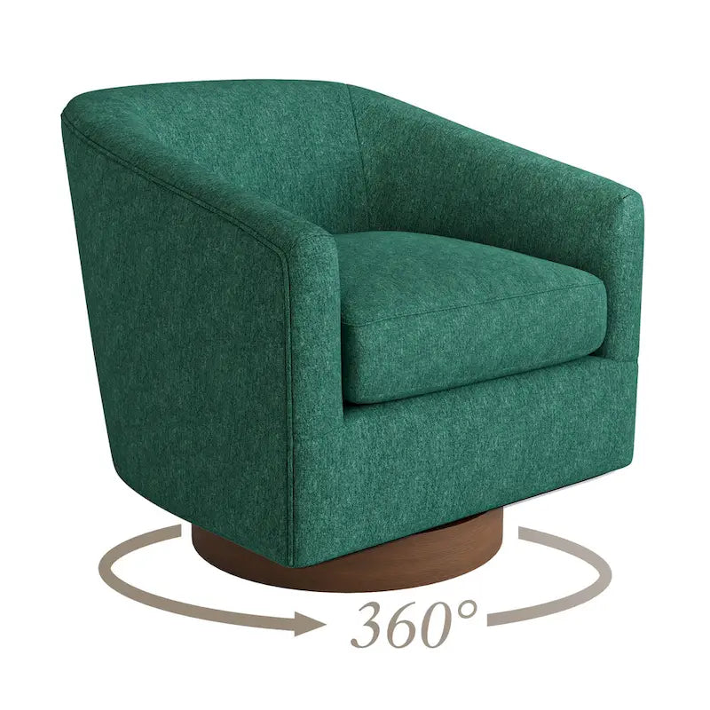 LUE BONA Contemporary Upholstered Wooden Barrel Swivel Accent Chair for Living Room