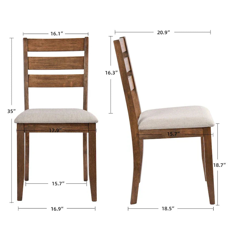 Set of 4 Slat Back Wooden Dining Chairs