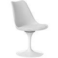 Mid-Century Modern Swivel Tulip Accent Chair with Plush Cushioned Seat in White Polypropylene