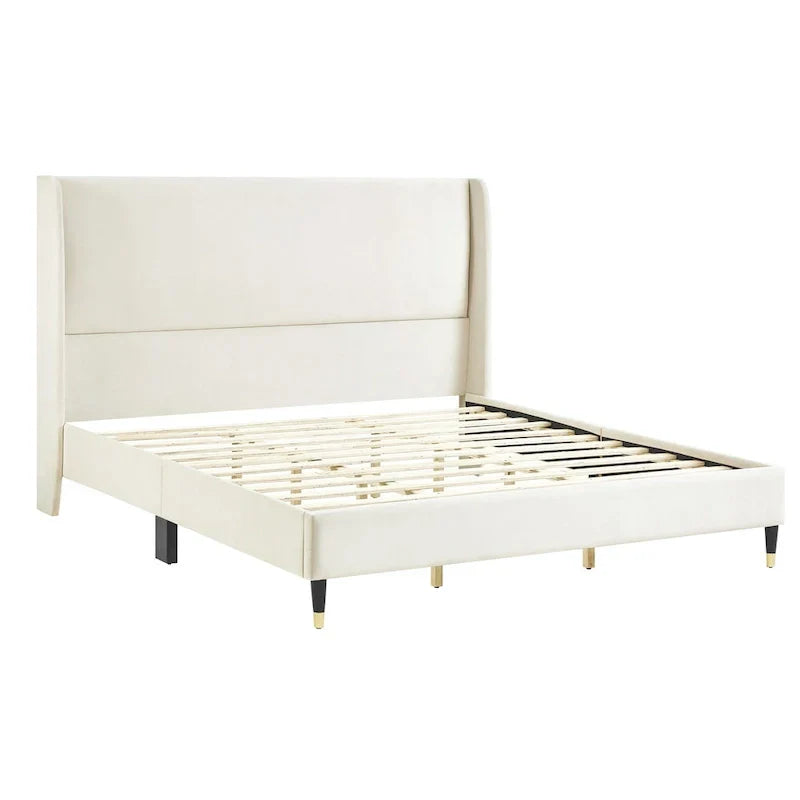 Roundhill Furniture Rozitta Upholstered Wingback Bed with Platform Design