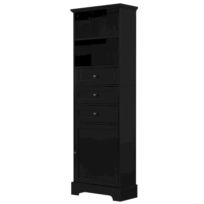 Merax Vertical Bathroom Storage Cabinet with 3 Drawers and Adjustable Shelves