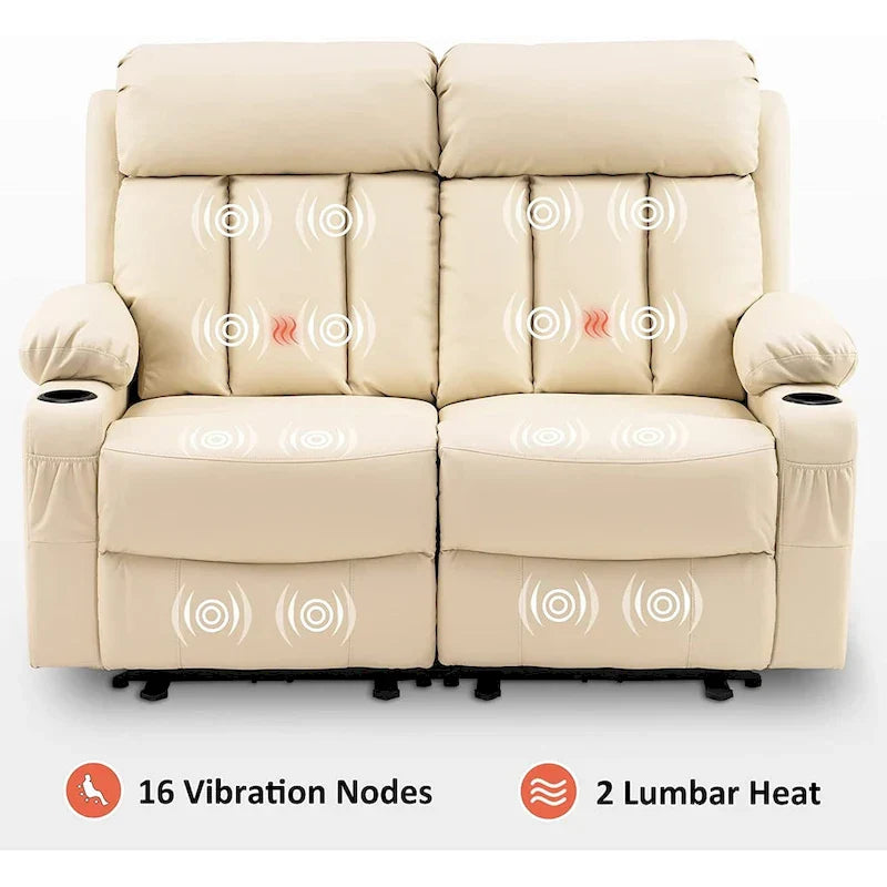 MCombo Faux Leather Electric Reclining Sofa with Heat and Massage - Models 6095/6075/6077