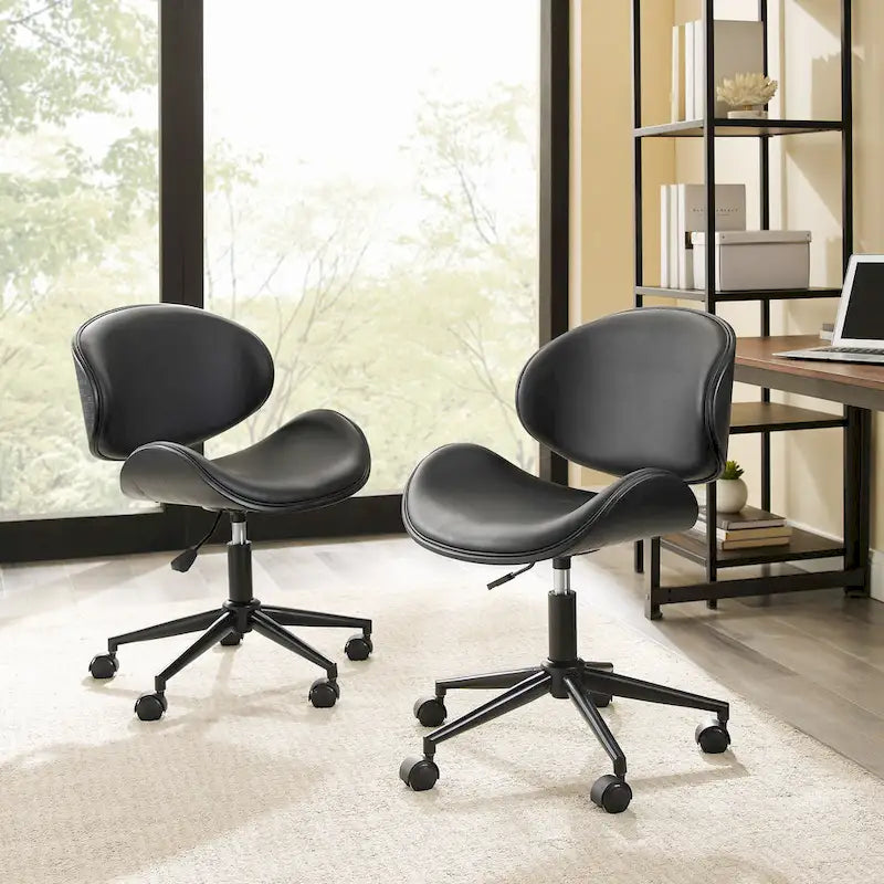 Mid-Century Modern Adjustable Office Chair with Swivel & Casters
