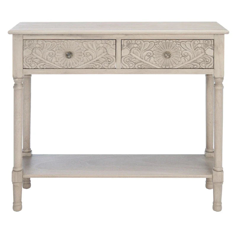 SAFAVIEH Leonia Console Table with 2 Drawers - Dimensions: 35.5" W x 13" L x 29.5" H