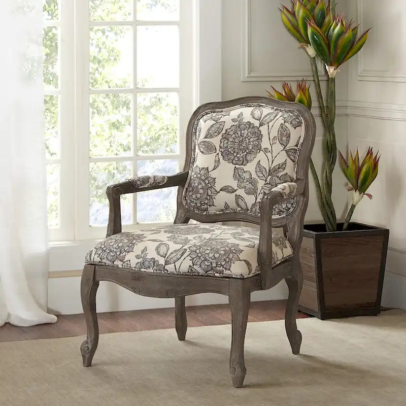 Madison Park Charlotte Camel Back Chair with Exposed Wood Frame